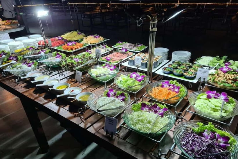 Bangkok: White Orchid Chao Phraya Cruise Free Flow Beer - Rama VIII Bridge and the changing skyline