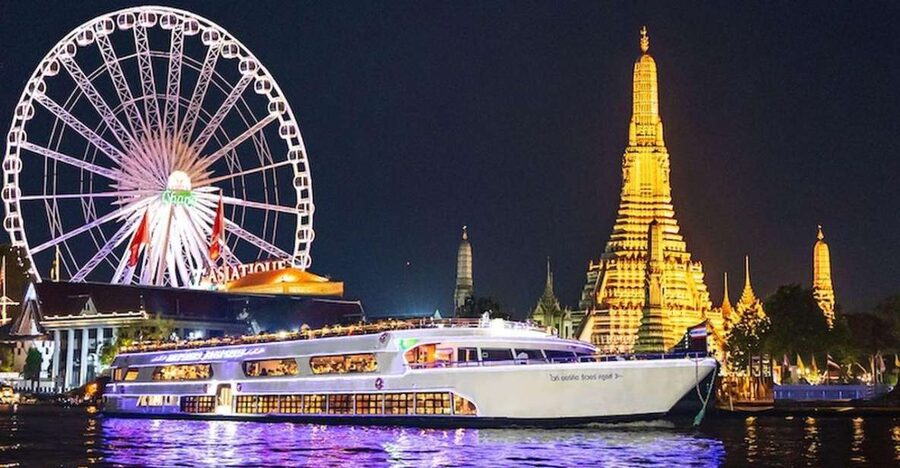 Bangkok: White Orchid Chao Phraya Dinner Cruise free Beer - What dinner is really like