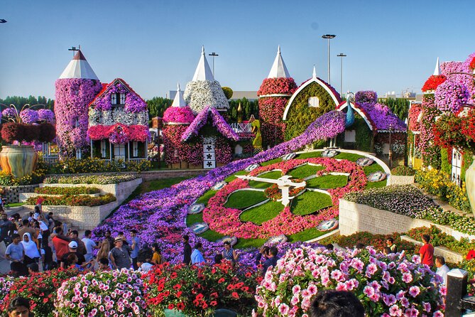 Dubai Miracle Garden Admission Ticket with Hotel Transfer - Entering a flower garden in the Dubai desert