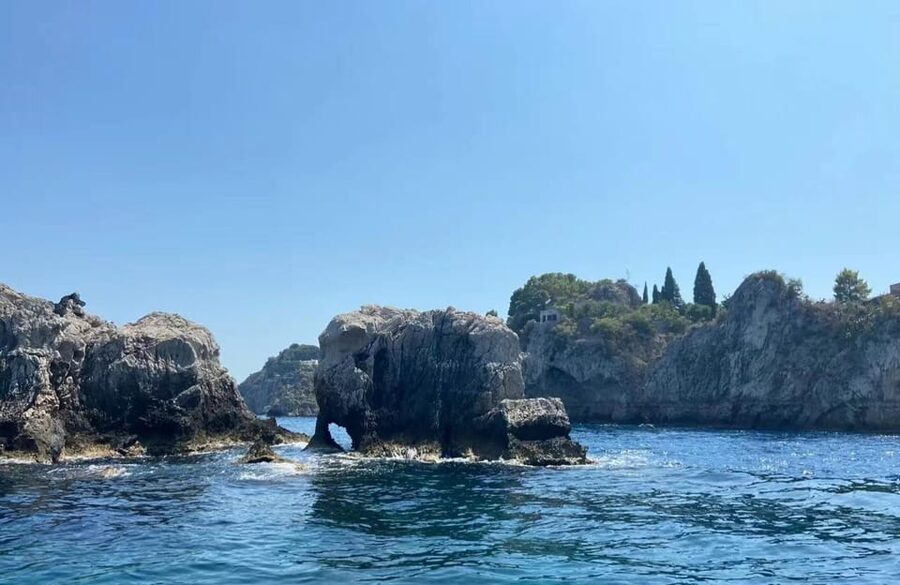 Giardini Naxos: Isola Bella and Grottos Cruise with Aperitif - Looking out from the Day Grotto or Lovers’ Grotto
