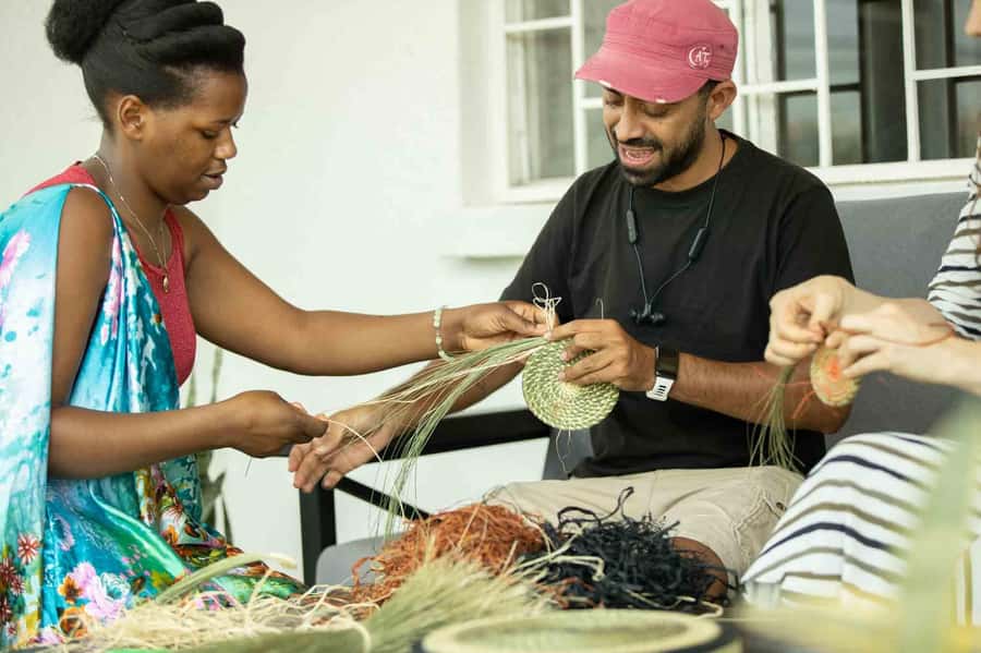 Kigali: Traditional Basket Weaving in a Garden - Learning From Sandrine and the Other Artisans