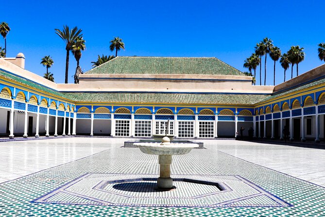 Marrakech City Tour, Bahia Palace, Badii Palace, Majorelle Garden - The medina, Djemaa el Fna, and the advertised city walk
