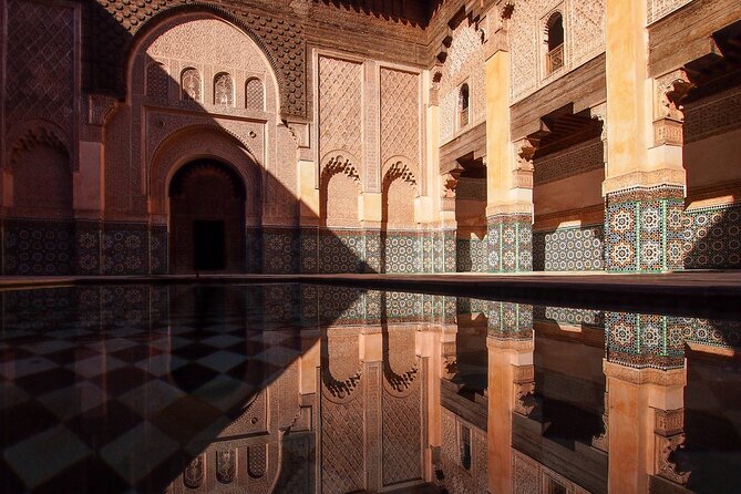 Marrakech : Madrasa Ben Youssef & Secret Garden and Medina Tour - Ben Youssef Madrasa and its detailed decoration