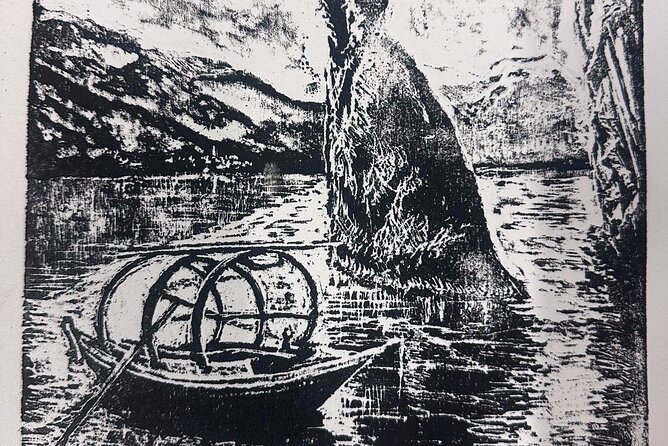 Print on Lake Como silk & paperXylography + Villa Melzi Gardens - Villa Melzi Gardens After the Workshop
