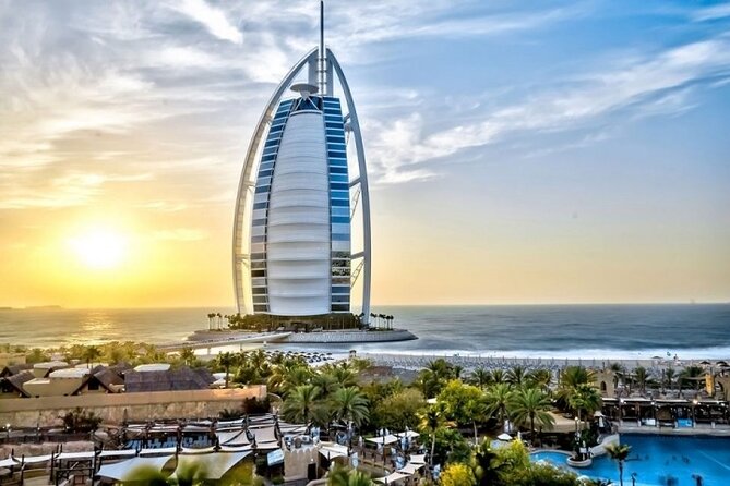 Private Dubai City Tour with Miracle Garden Ticket - Burj Al Arab is an exterior photo stop