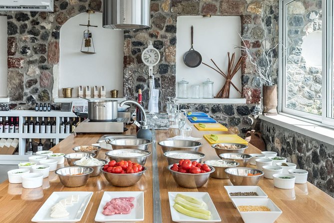 Santorini Farm-to-Table Cooking Class with a Local Chef, Christos - Starting in the Aroma Avlis garden