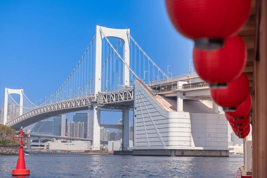 Tokyo: Rainbow Bridge Day Cruise Show and Only Soft Drinks - Rainbow Bridge from the bay
