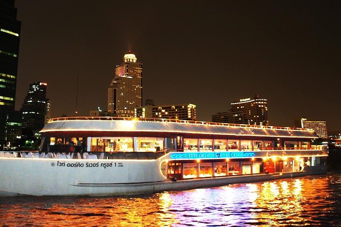 White Orchid Dinner Cruise at Bangkok with Pickup & Live Music - Boarding the White Orchid and finding your view
